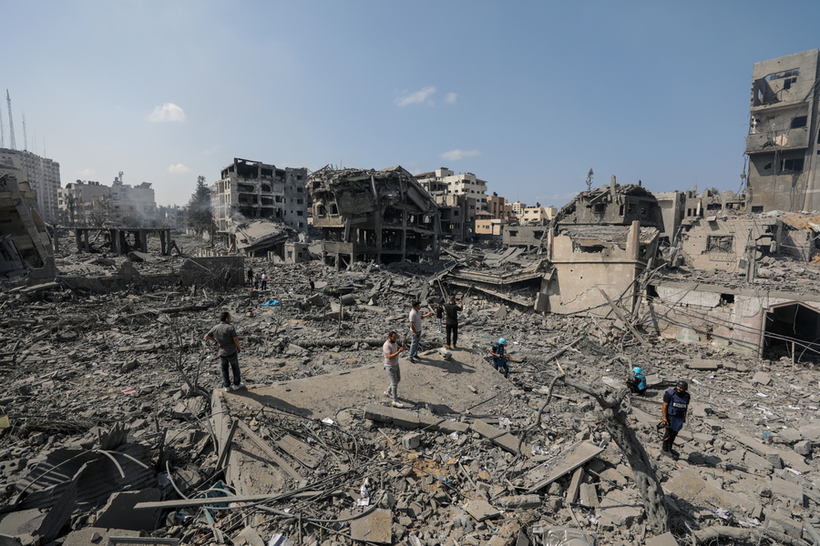 Ερείπια στη Γάζα μετά από ισραηλινό βομβαρδισμό