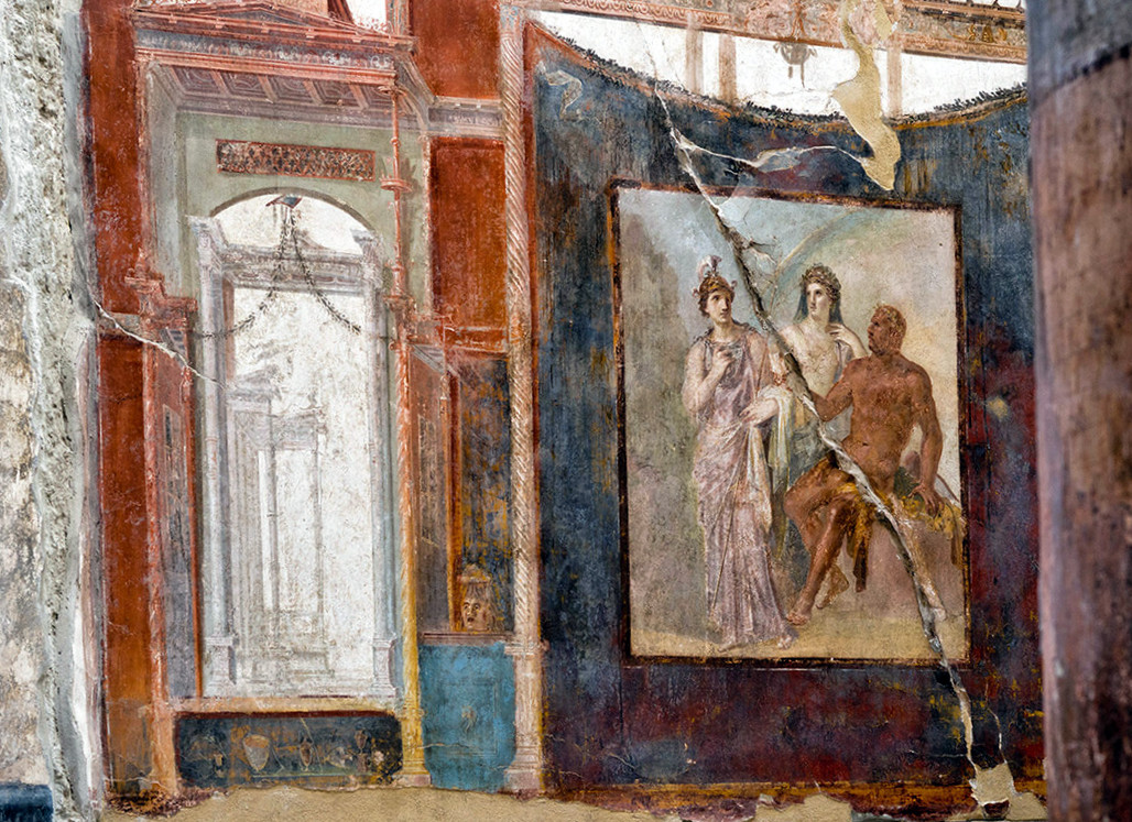 Εσωτερικό της Βίλας των Παπύρων με τοιχογραφίες