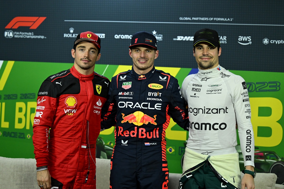 Charles Leclerc, Scuderia Ferrari, Max Verstappen, Red Bull Racing, Lance Stroll, Aston Martin F1 Team