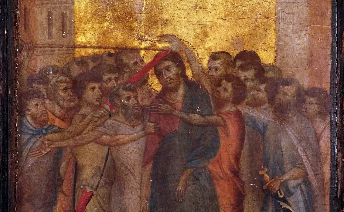 «Ο χλευασμός του Χριστού» (περ. 1280), έργο του φλωρεντινού ζωγράφου Τσιμαμπούε