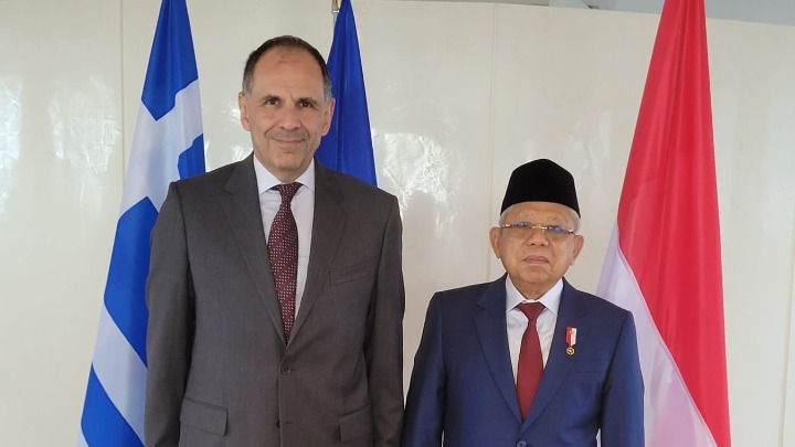 Συνάντηση του υπουργού Εξωτερικών Γιώργου Γεραπετρίτη με τον αντιπρόεδρο της Ινδονησίας Μαρούφ Αμίν.