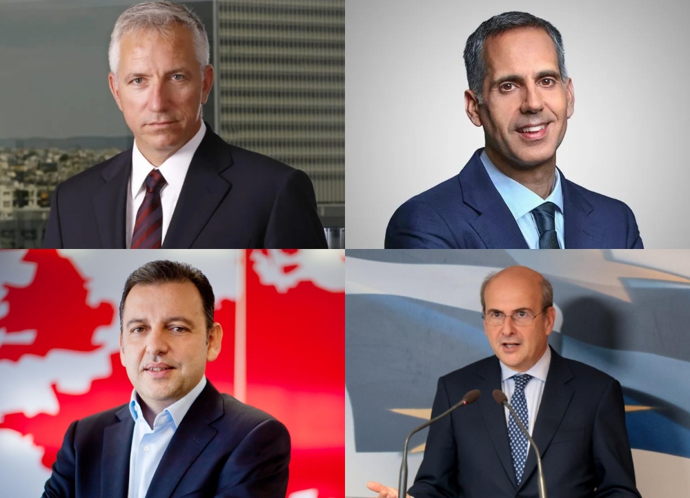 Μιχάλης Τσαμάζ, CEO OTE - Παναγιώτης Γεωργιόπουλος, CEO Nova - Χάρης Μπρουμίδης, CEO Vodafone, Κωστής Χατζηδάκης, υπουργός Οικονομικών