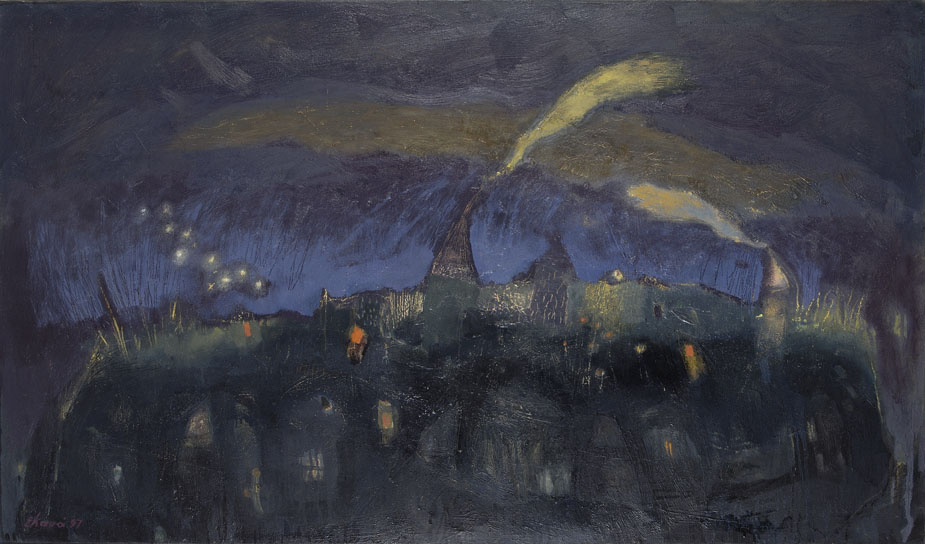 Ειρήνη Κανά, Τα σκοτεινά απογεύματα (1997), λάδι σε καμβά, 70 X 120 cm, Εκτίμηση €3.000-4.000