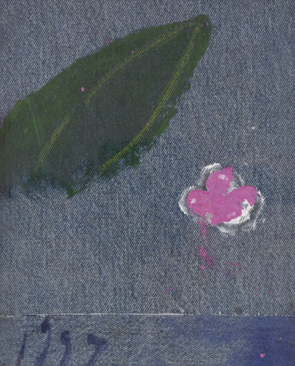 Μανώλης Χάρος, Λουλούδι (1997), ακρυλικό σε τζιν ύφασμα, 28 X 22 cm (σετ των 3), Εκτίμηση €2.000-3.000
