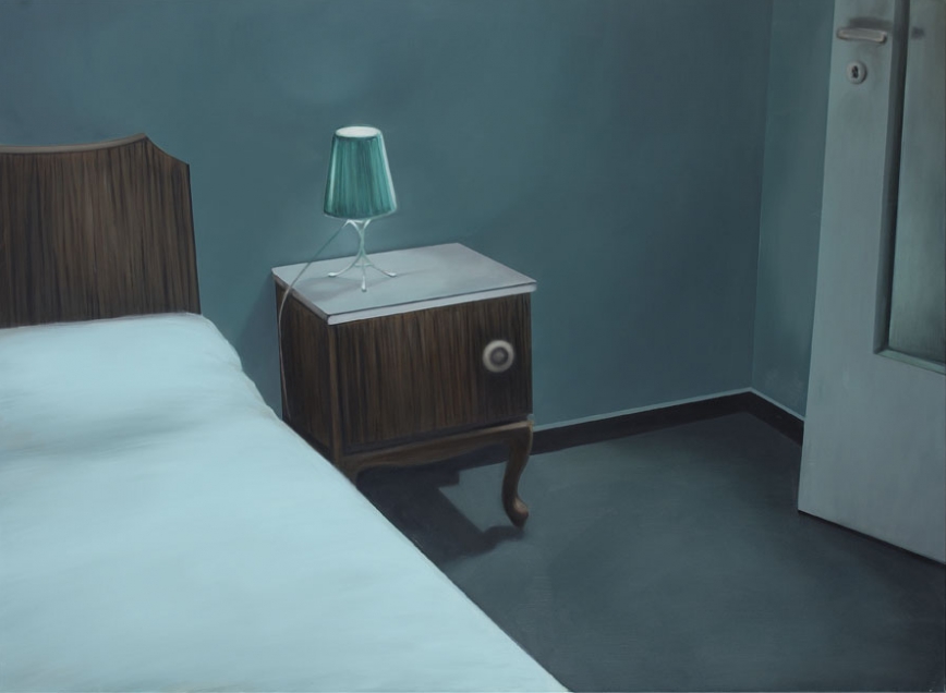 Μανταλίνα Ψωμά, Το υπνοδωμάτιο (2006), λάδι σε μουσαμά, 110 Χ 150 cm, Εκτίμηση €.3000-4.000