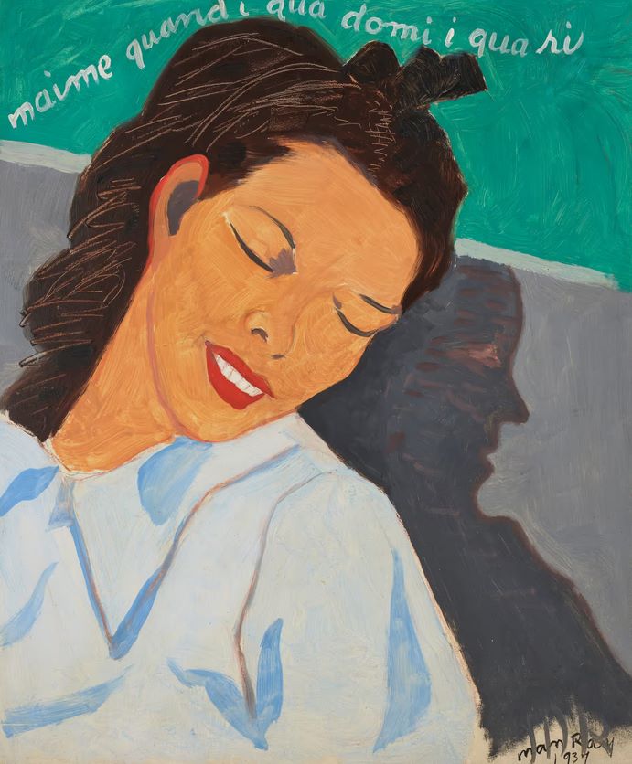 Πίνακας του Μαν Ρέι με μια χαμογελαστή γυναίκα ξαπλωμένη, 1937