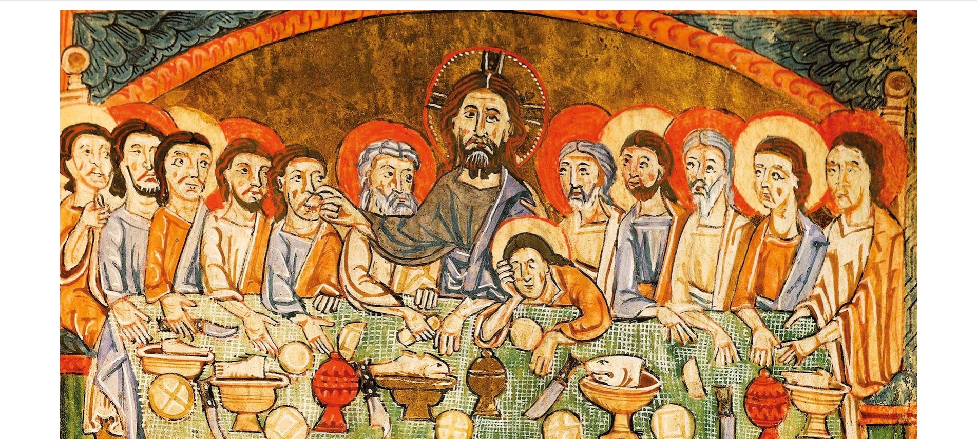 Ο Μυστικός Δείπνος σε μικρογραφία του 13ου αιώνα από το Ευαγγέλιο των Μεγάλων Εορτών