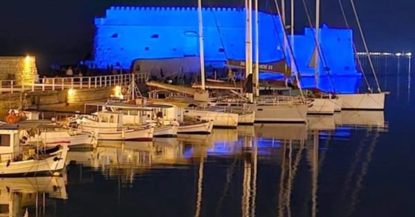 Φωταγώγηση του φρουρίου Κούλες με την υποστήριξη του ΟΛΗ για την Παγκόσμια Ημέρα Διαβήτη