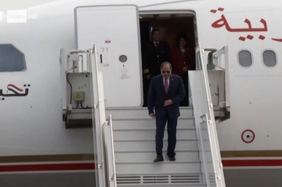 Ο Αιγύπτιος πρόεδρος, Αλ Σίσι κατά την άφιξή του στην Αθήνα