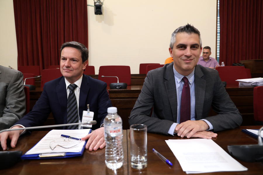 Ο υπουργός Υποδομών και Μεταφορών Χρίστος Δήμας (Δ) και ο νέος πρόεδρος της Ελληνικό Μετρό, Χρήστος Καραδήμας