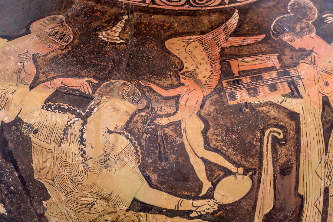 Ερυθρόμορφη υδρία αττικού εργαστηρίου (420-410 π.Χ.), λεπτομέρεια. Δωρεά Πέγκυς Ζουμπουλάκη στη μνήμη του συζύγου της Τάσου