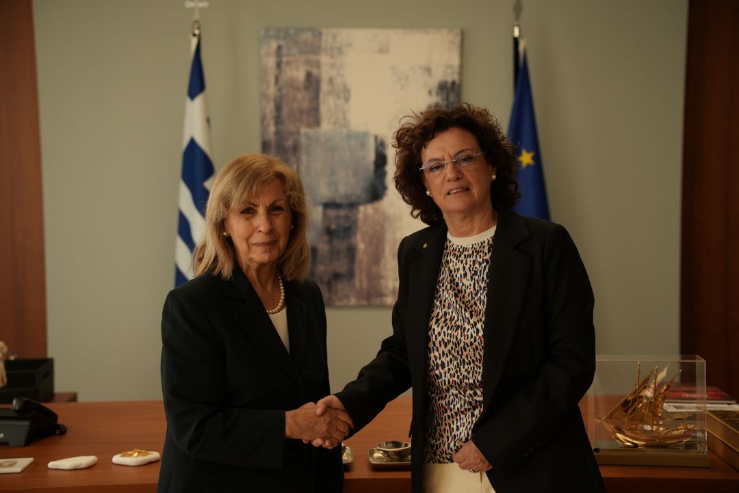 η Πρόεδρος του ΣΒΕ Λουκία Σαράντη και η Περιφερειάρχης Κεντρικής Μακεδονίας Αθηνά Αηδονά