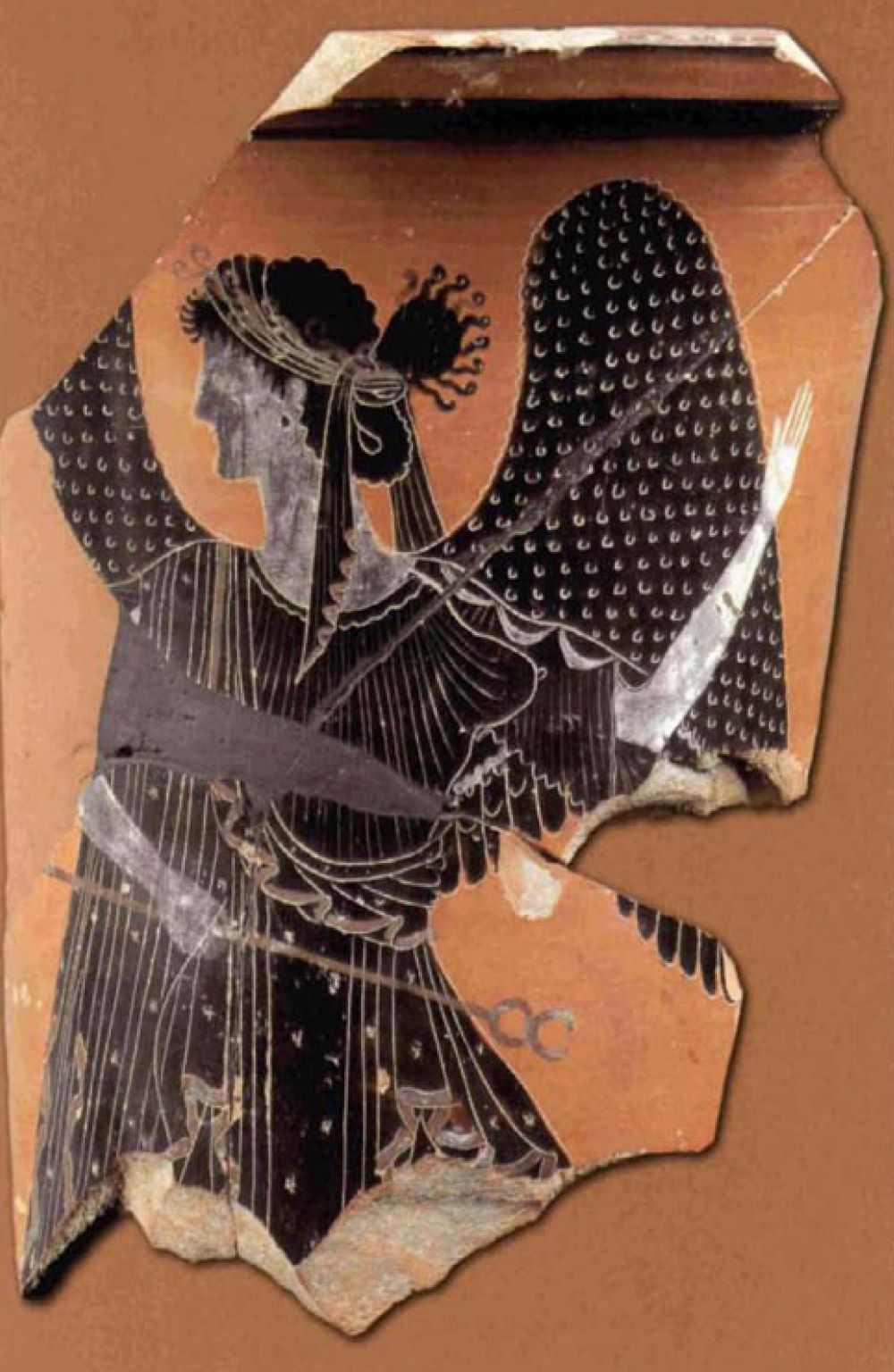 Μελανόμορφο αγγείο (τμήμα) του 5ου αιώνα π.Χ. με απεικόνιση της Ίριδας 
