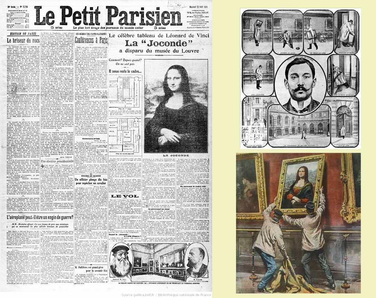 Εξώφυλλο της εφημερίδας Le Petit Parisien με την είδηση της κλοπής του πίνακα