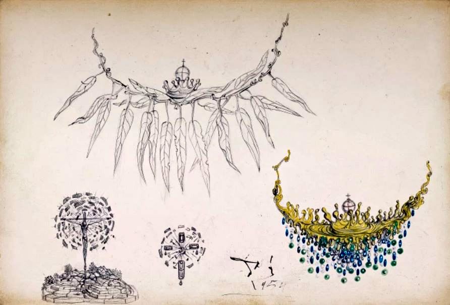 Σαλβαδόρ Νταλί, μελέτη για το κολιέ με την «Στροβιλιζόμενη Θάλασσα», 1954