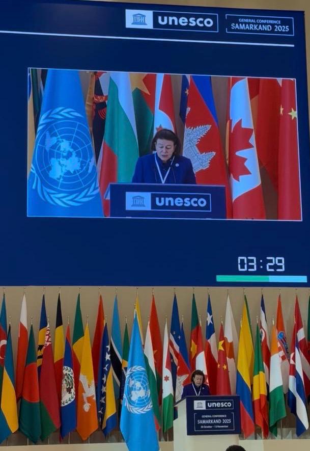 Η Υπουργός Πολιτισμού κατά την ομιλία της στη Γενική Sυνέλευση της UNESCO