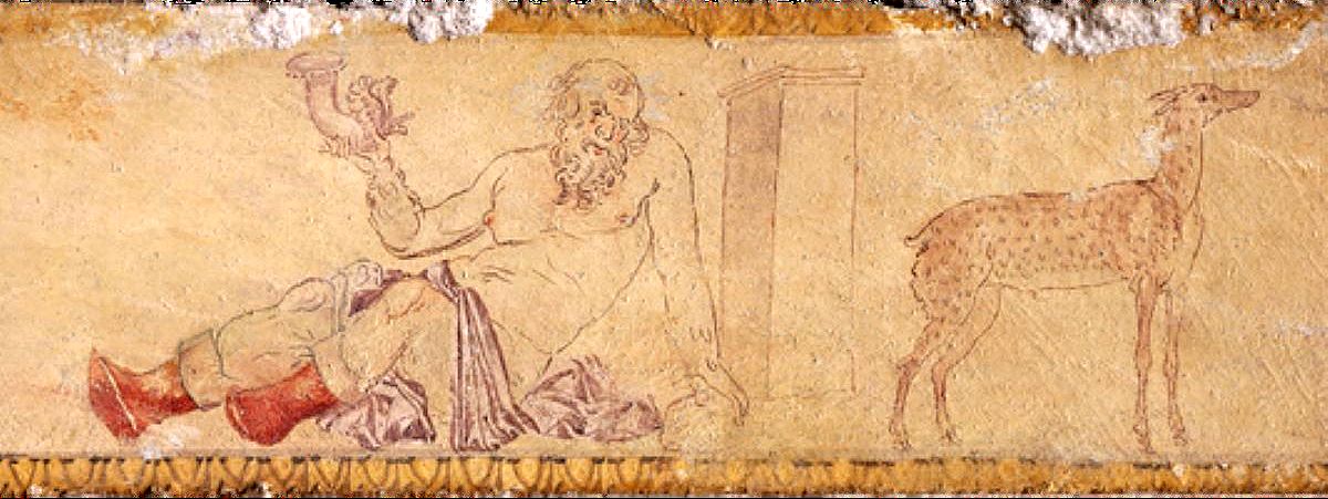 Ζωγραφική διακόσμηση σε μαρμάρινες κλίνες μακεδονικού τάφου