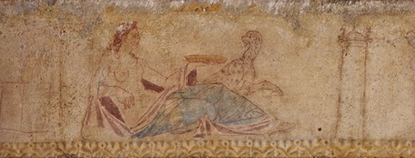 Ζωγραφική διακόσμηση σε μαρμάρινες κλίνες μακεδονικού τάφου