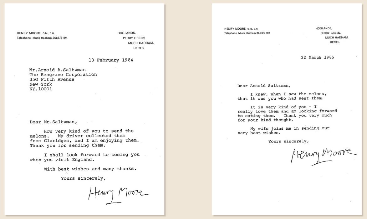 Γράμμα του Χένρι Μουρ  στον Άρνολντ Σάλτζμαν 