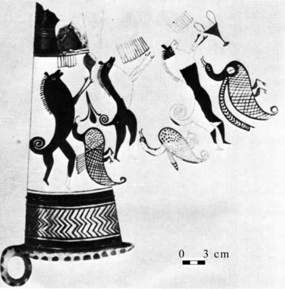 Σχέδιο της τελετουργικής σκηνής στο θραύσμα της κύλικας