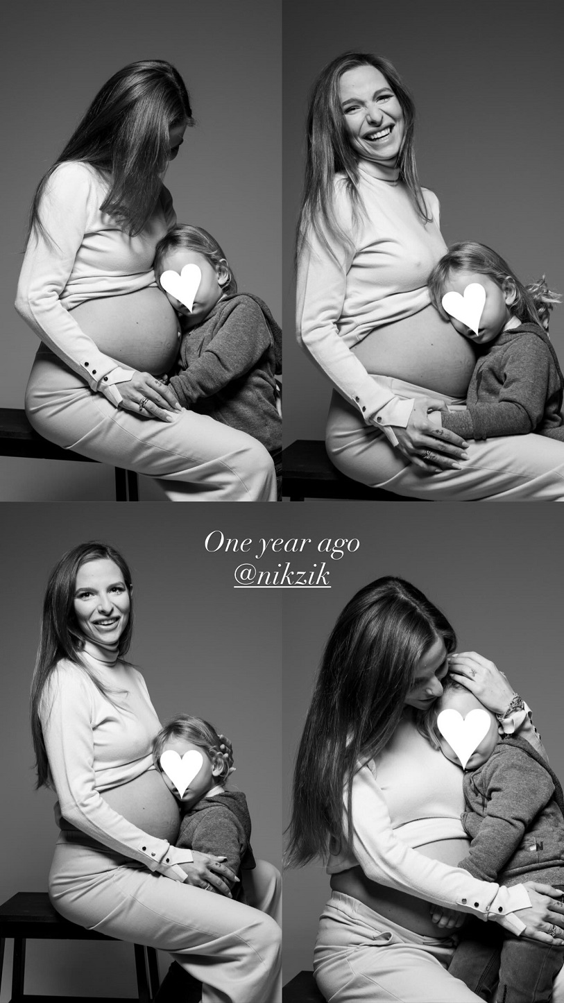 Η Εριέττα Κούρκουλου Λάτση έγκυος αγκαλιά με τον γιο της, Νίκο