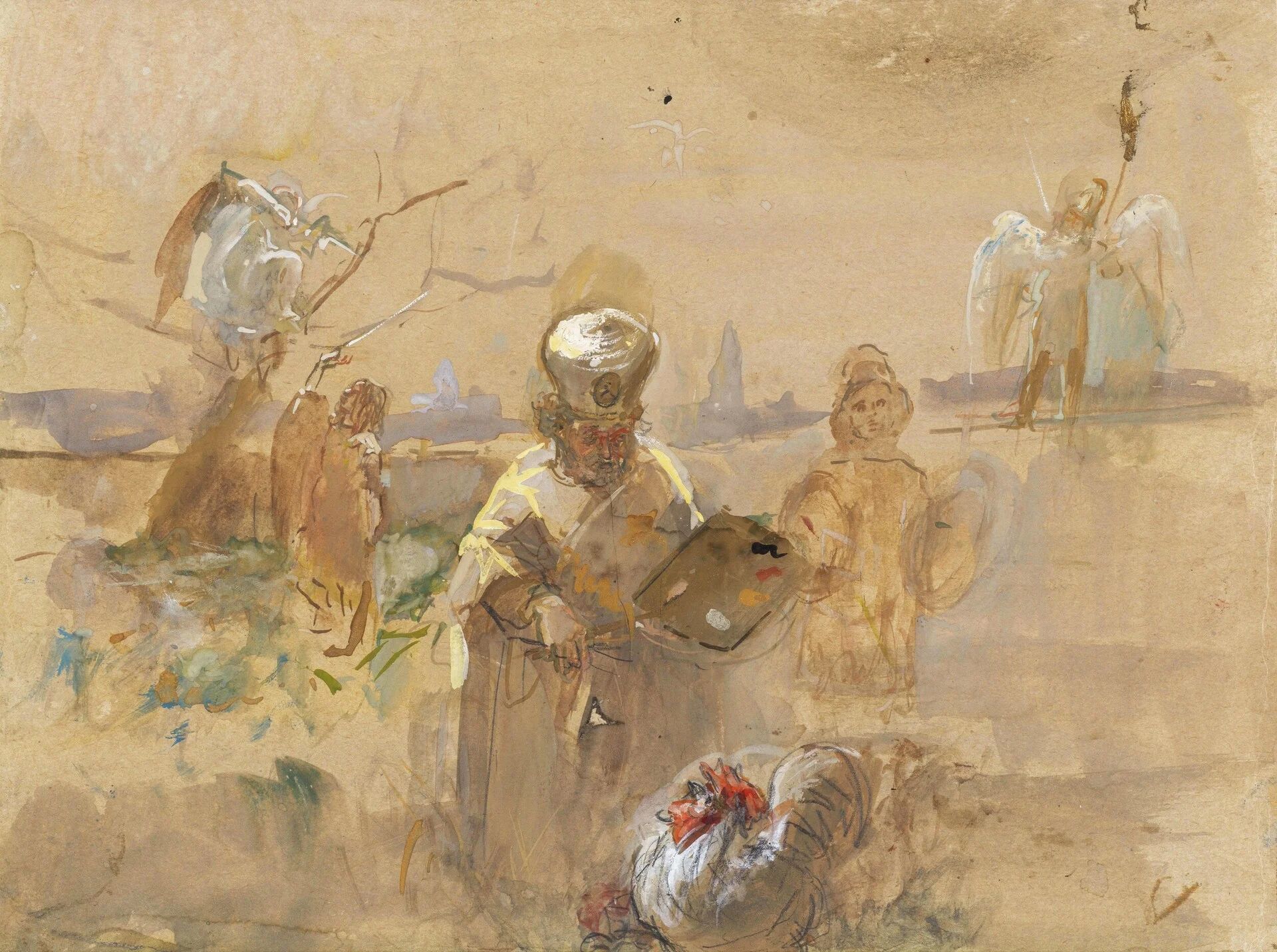 Λίλα Ντε Νόμπιλι, ο Γιάννης Τσαρούχης στον κήπο του σπιτιού του με άμφια επισκόπου και μίτρα, 1971