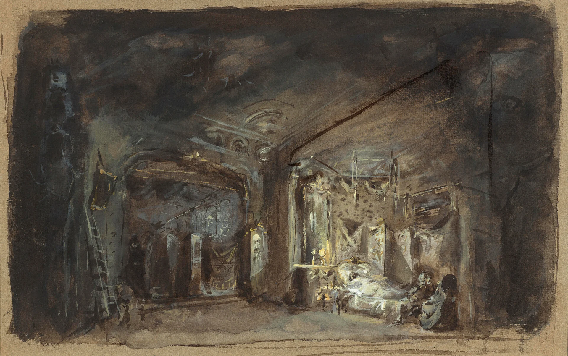 Σκηνικό για την «Τραβιάτα», του Τζουζέπε Βέρντι σε σκηνοθεσία Λουκίνο Βισκόντι με τη Μαρία Κάλας, Σκάλα του Μιλάνου 1955