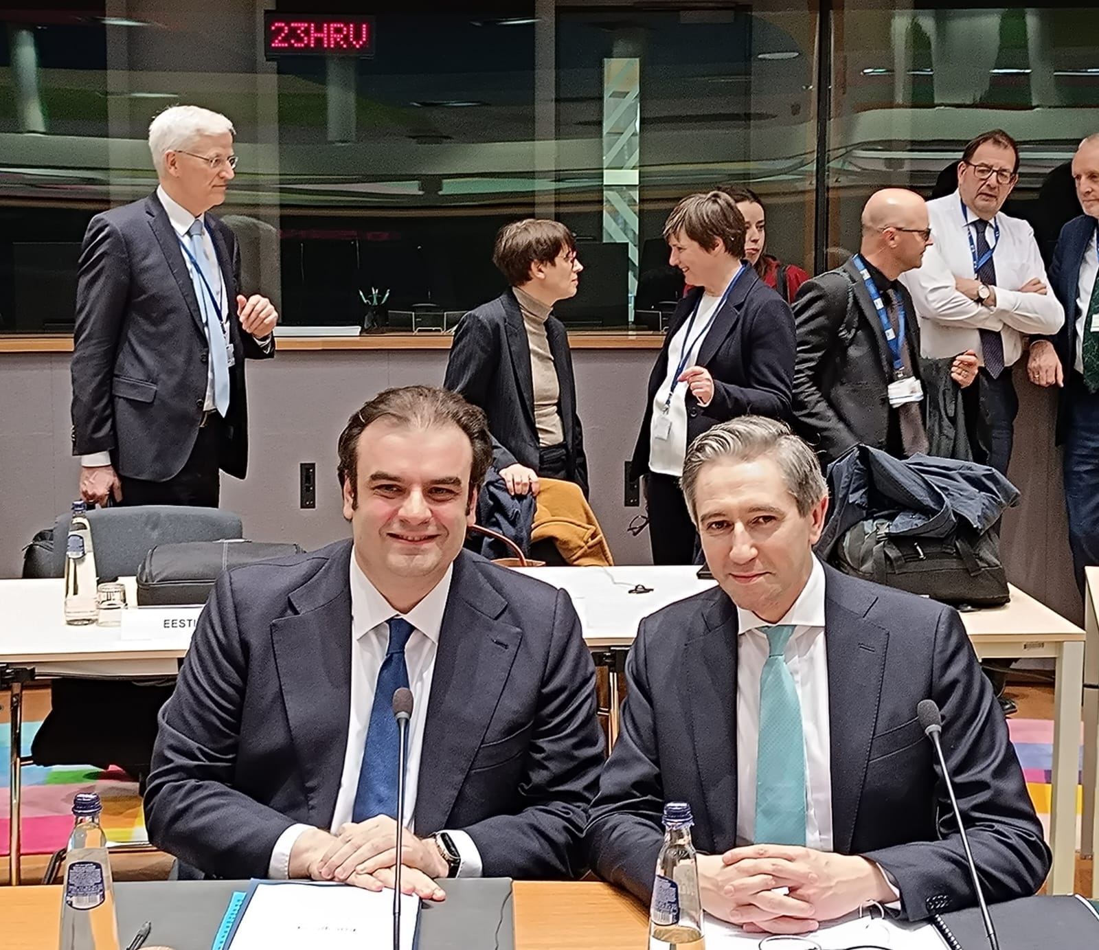 Ο υπουργός Οικονομικών Κυριάκος Πιερρακάκης λίγο πριν την κρίσιμη ψηφοφορία για την προεδρία του Eurogroup