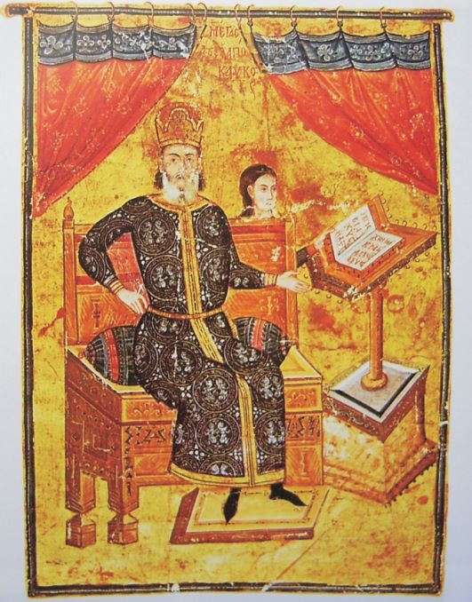 Ο μέγας δουξ Αλέξιος Απόκαυκος. Μικρογραφία του χειρογράφου, 14ος αιώνας, Εθνική Βιβλιοθήκης Γαλλίας. Παρίσι