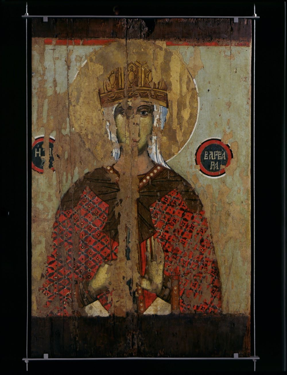 Αμφιπρόσωπη εικόνα με την αγία Βαρβάρα ως βυζαντινή αρχόντισσα, αρχές 15ου αιώνα 