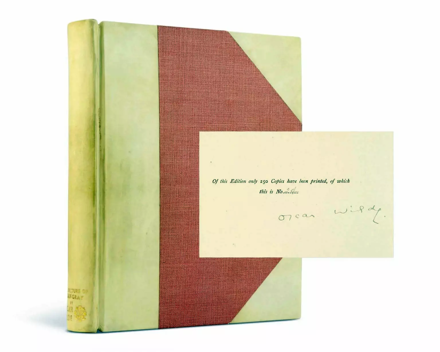 Περιορισμένη έκδοση του «Ντόριαν Γκρέι» του Όσκαρ Ουάιλντ με χειρόγραφη κάρτα υπογραφής δίπλα στο βιβλίο
