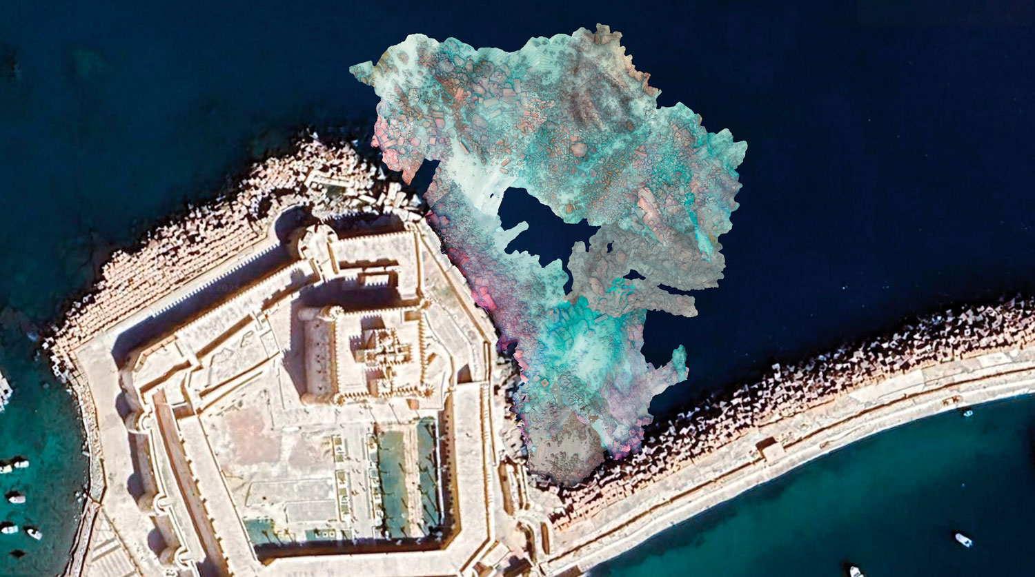 Εναέρια φωτογραφία με  φρούριο του 15ου αιώνα στο νησί του Φάρου