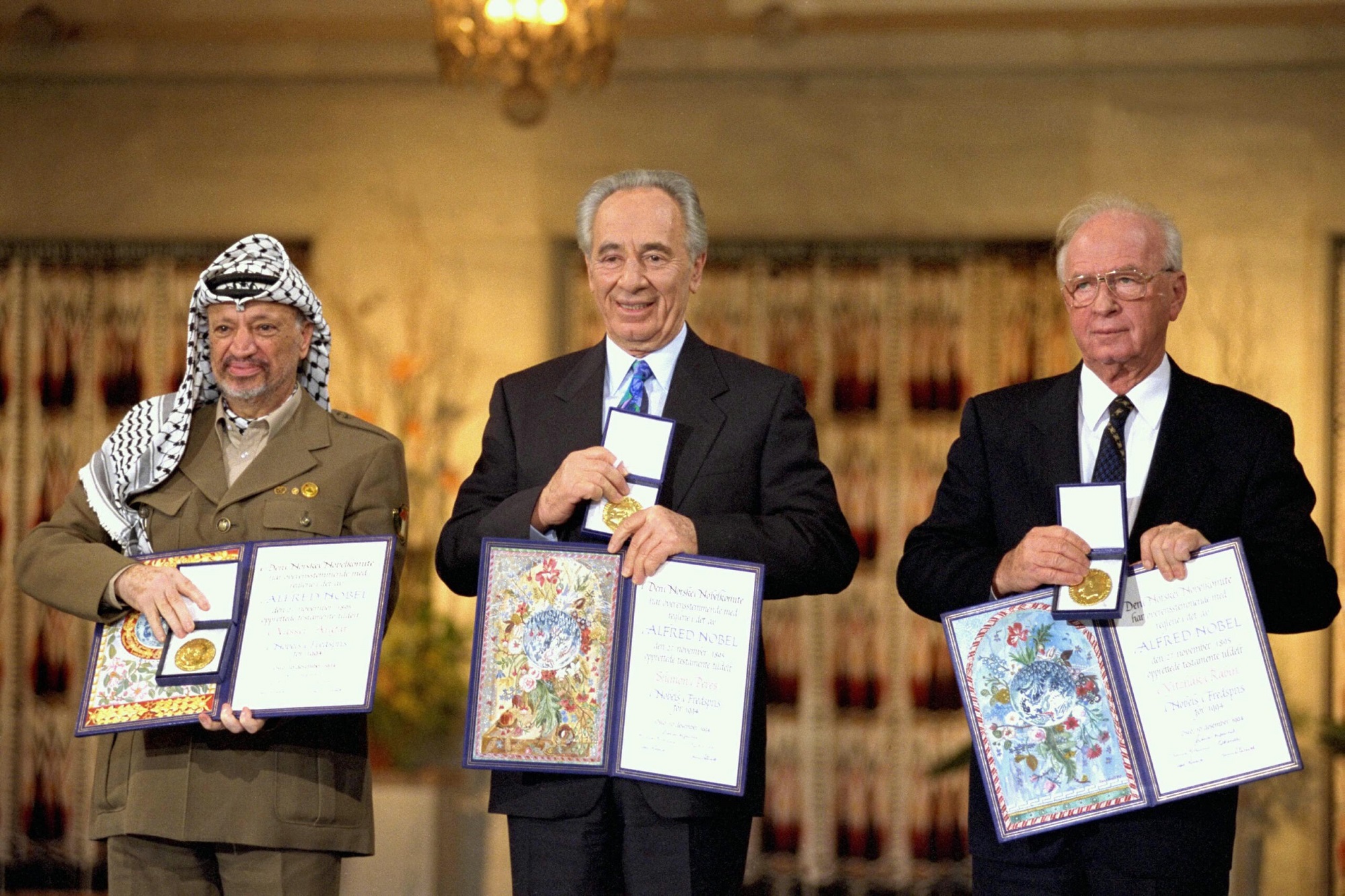 Arafat, Rabin, Peres στην Απονομή του Nobel