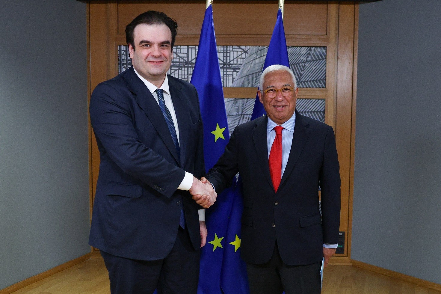 Ο Πρόεδρος του Eurogroup, Κυριάκος Πιερρακάκης και ο Πρόεδρος του Ευρωπαϊκού Συμβουλίου, Αντόνιο Κόστα