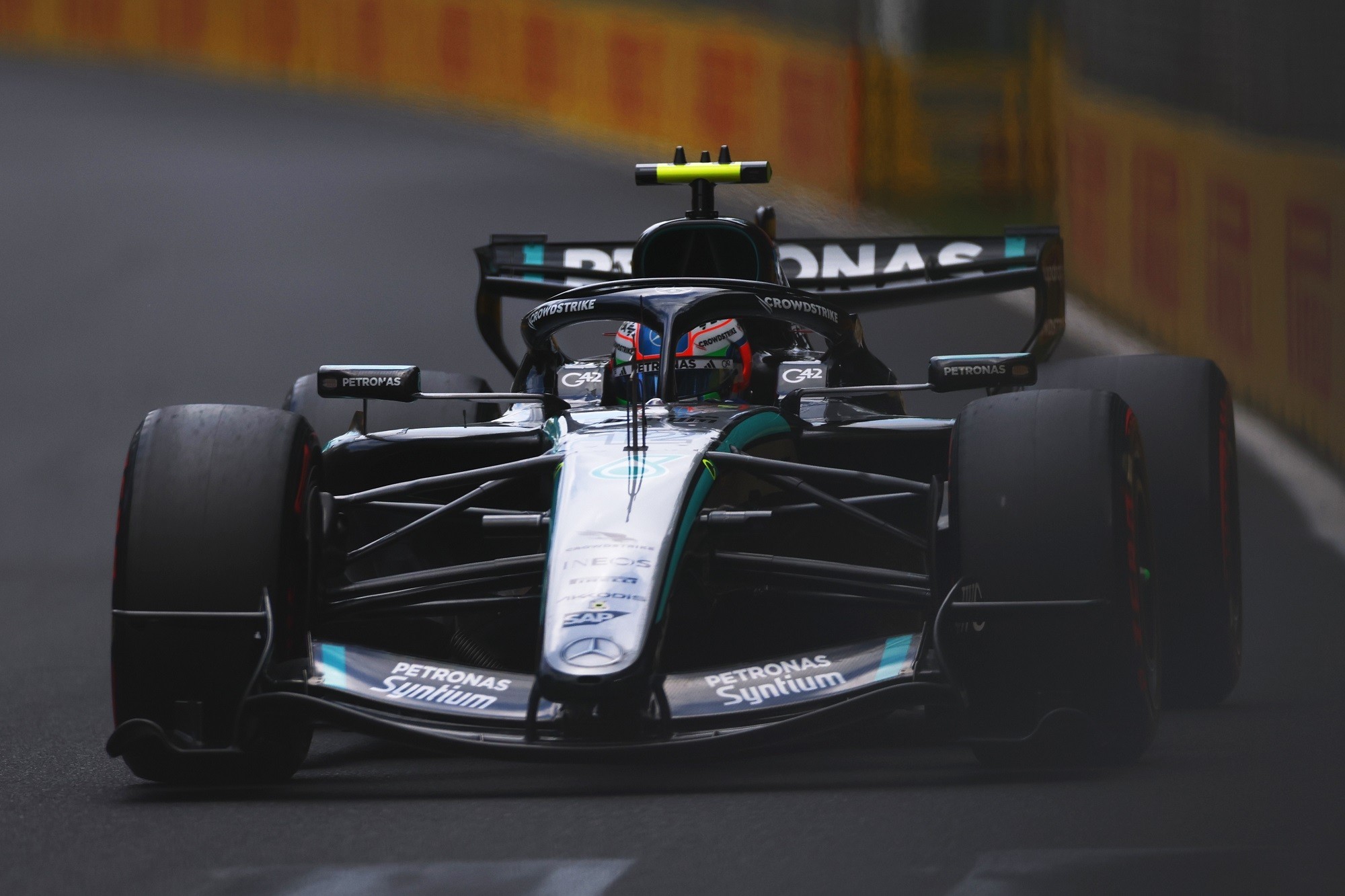 MELBOURNE, AUSTRALIA - MARCH 07: Andrea Kimi Antonelli of Italy driving the (12) Mercedes AMG Petronas F1 Team W17 on track during qualifying ahead of the F1 Grand Prix of Australia at Albert Park Grand Prix Circuit on March 07, 2026 in Melbourne, Australia. (Photo by Alastair Staley/LAT Images)