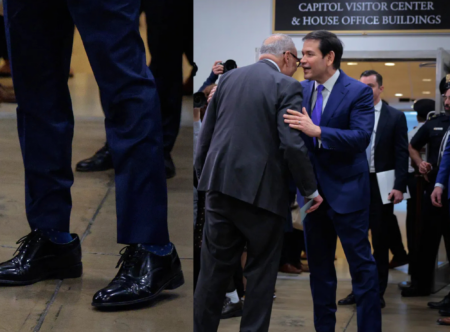 Ο επικεφαλής της μειοψηφίας των Δημοκρατικών στην αμερικανική Γερουσία, Τσακ Σούμερ και ο υπουργός Εξωτερικών των ΗΠΑ Μάρκο Ρούμπιο στο Καπιτώλιο των ΗΠΑ