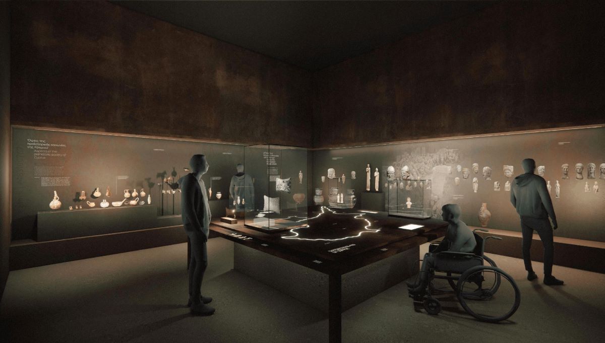 Φωτορεαλιστική απεικόνιση εσωτερικού αίθουσας κυπριακών αρχαιοτήτων (ΕΑΜ)