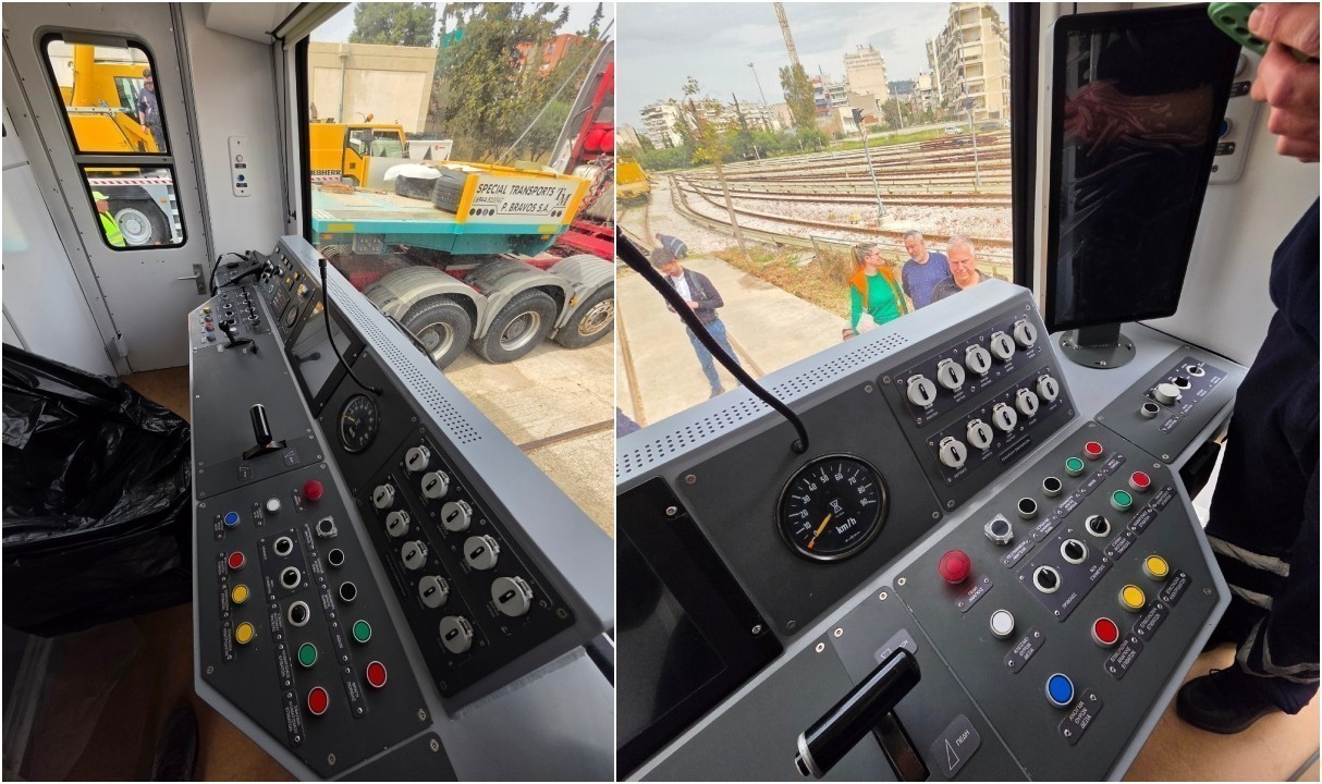 Άποψη της καμπίνας του οδηγού.Πηγή φωτογραφιών: Σμωματείο Εργαζομένων ΣΤΑΣΥ (Facebook)