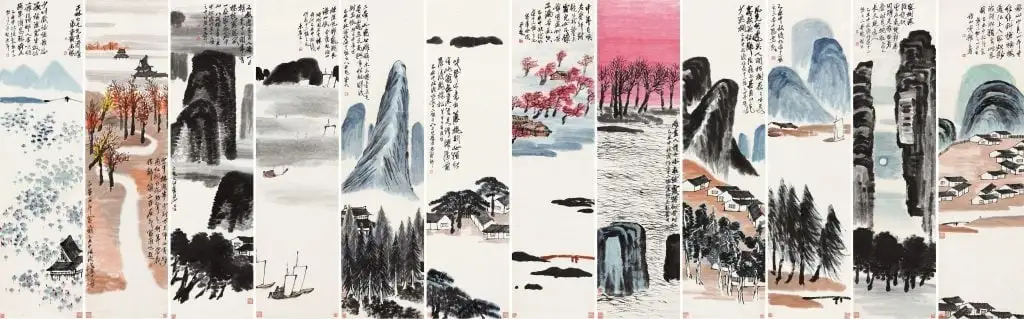 Qi Baishi «Δώδεκα Οθόνες Τοπίων», 1925