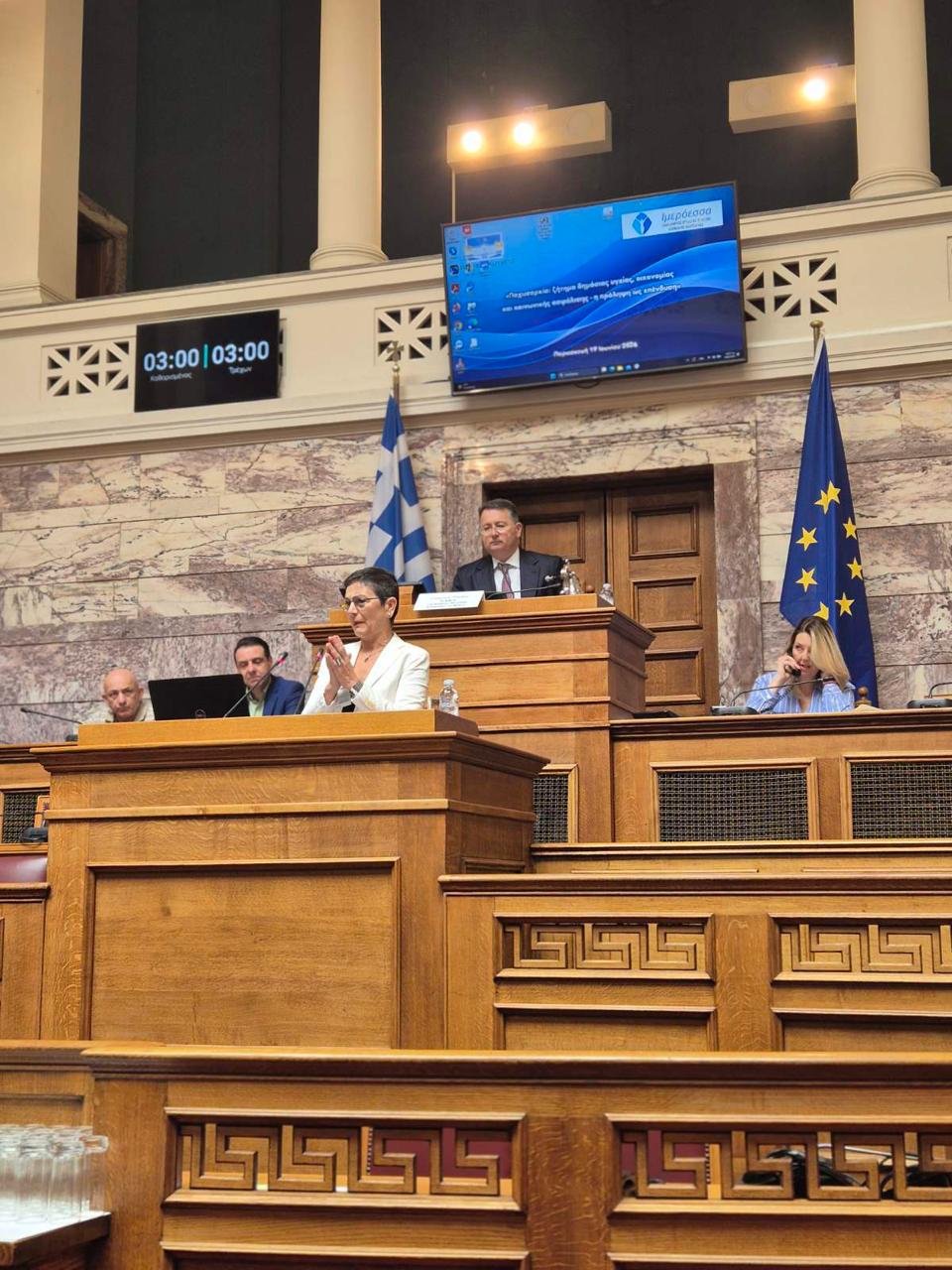 Η Λίνα Νικολοπούλου μιλάει στη Βουλή