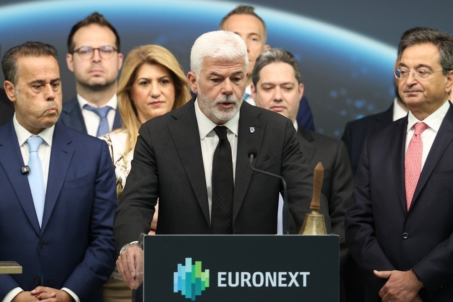 Ο διευθύνων σύμβουλος συμμετοχών του ΑΔΜΗΕ Ιωάννης Καράμπελας, μιλάει κατά τη διάρκεια τελετής έναρξης των εργασιών της συνεδρίασης του Χρηματιστηρίου από τη διοίκηση του ΑΔΜΗΕ, / ΑΠΕ-ΜΠΕ/ΓΙΩΡΓΟΣ ΒΙΤΣΑΡΑΣ