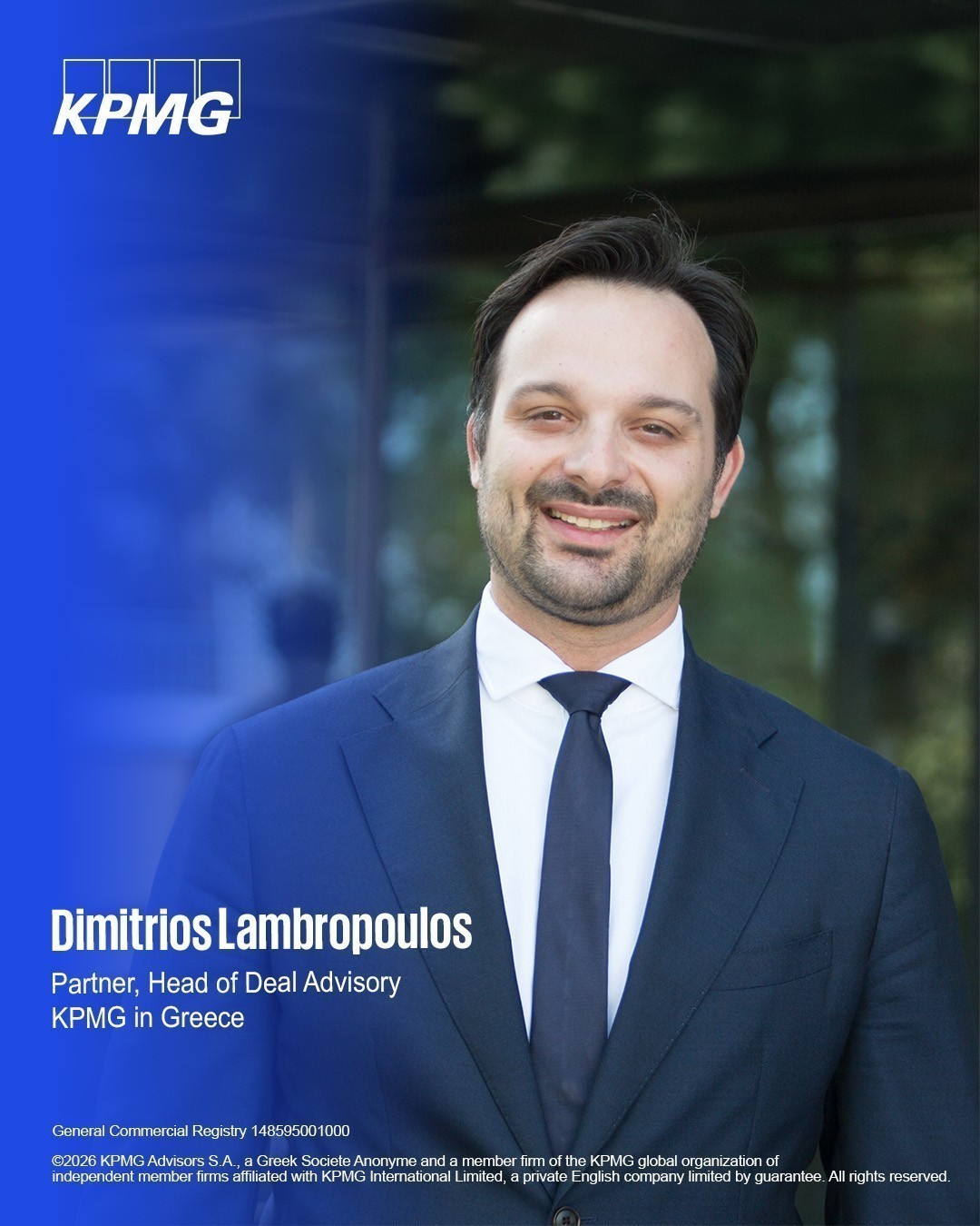 O Δημήτρης Λαμπρόπουλος, Partner, Head of Deal Advisory, KPMG in Greece