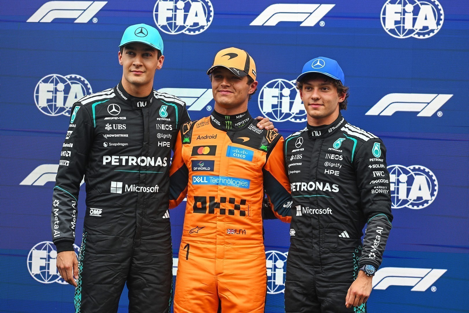 George Russell, Lando Norris, Andrea Kimi Antonelli