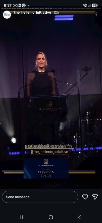 H Τατιάνα Μπλάτνικ, 'ambassador' του The Hellenic Initiative